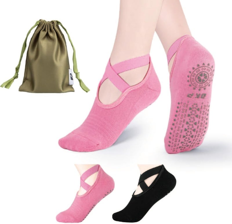 BKP Yoga Socks for Women,Pilates Socks Non Slip Grip Socks Suitable for Ballet,Plasticity,Dance,Home,Training - Image 1